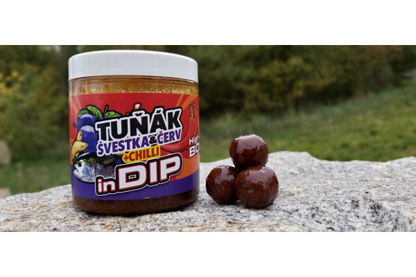 BM Carp Baits Tuňák, švestka & červ + chilli, chytačky v dipu